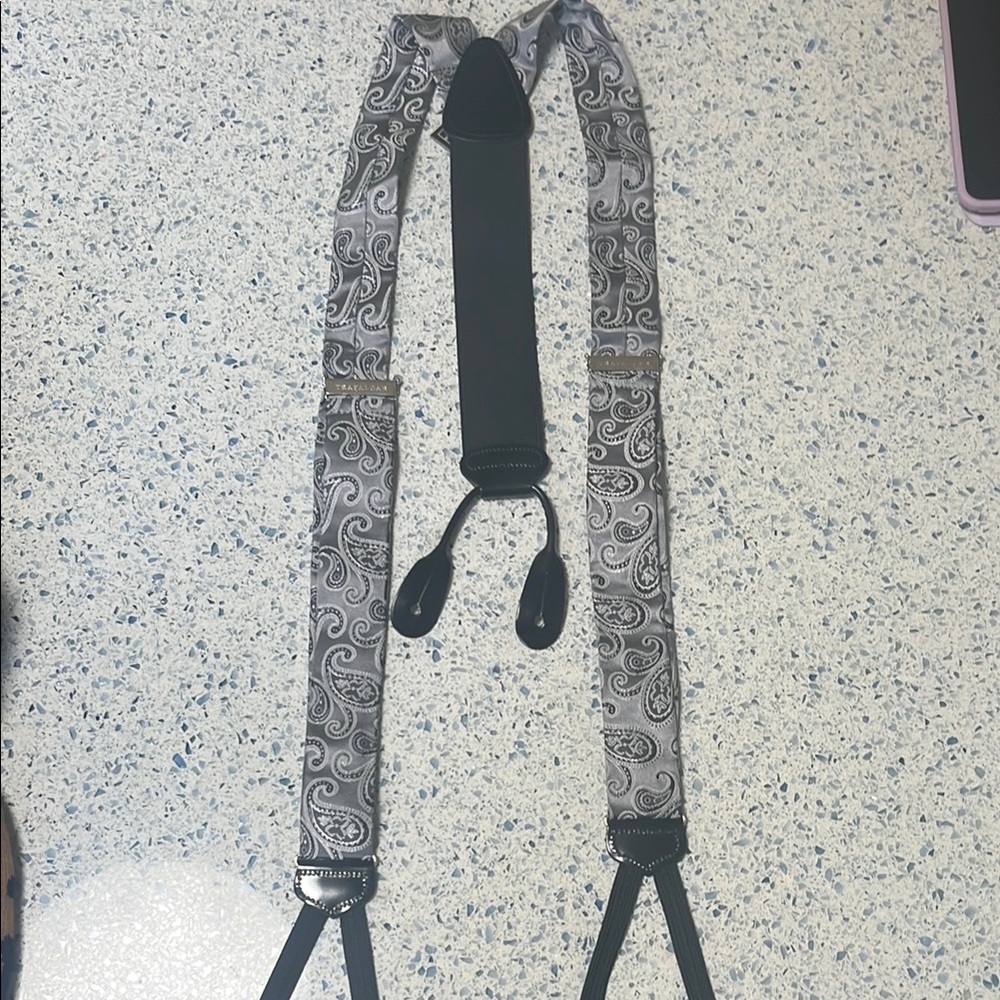 Trafalgar Gray Paisley Suspenders